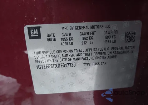 2016 Chevrolet Malibu 1Lt from USA, damaged, VIN 1G1ZE5STXGF317720